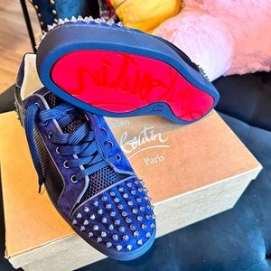 NEW IN BOX Christian Louboutin Seavaste 2 Orlato Flat  Blue Sneakers 44.5/11.5